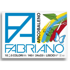 FABRIANO ALBUM ARCOBALENO 24X33 FOGLI LISCI COLORATI 140 GR