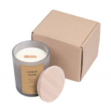 CANDELA DI SOIA IN VASO DI VETRO CON COPERCHIO IN LEGNO 200 G CITRUS GLOW