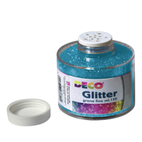 Barattolo da 150ml con dosatore di glitter grana fine turchese