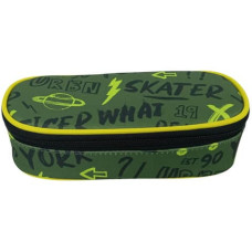 ASTUCCIO OVALINO CON CERNIERA PICCOLO DONAU 21X5,5X10,5 CM MOTIVO NEW YORK VERDE