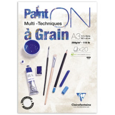 CLAIREFONTAINE PAINT'ON A GRAIN A3 20FF. -250GR. BIANCO GRANA FINE/RUVIDA CONFEZIONE 2 ALBUM