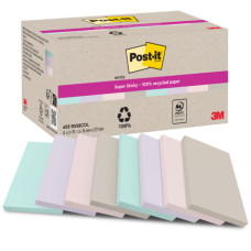 FOGLIETTI RIPOSIZIONABILI POST-IT SUPER STICKY IN CARTA RICICLATA 76X127 MM - COLORI ASSORTITI - CONF. 8 BLOCCH/70 FF