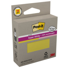 POST-IT® SUPER STICKY IN CARTA RICICLATA 76X76 MM - GIALLO E ROSA - CONF. 2 BLOCCH/70 FF