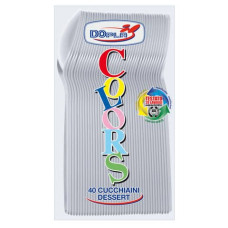 CUCCHIAINI DESSERT COMPACT TRASPARENTI IN POLISTIRENE CONF. 40 PZ DOPLA RIUTILIZZABILI 125 MM