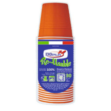 BICCHIERI ARANCIONI IN POLISTIRENE CONFEZIONE DA 30 PEZZI DOPLA REUSABLE 230 ML - CODICE 22696
