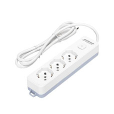 MULTIPRESA CON INTERRUTTORE 16A - CAVO 1,5 M - BIANCO E GRIGIO AIGOSTAR A 3 VIE P40 - 281724