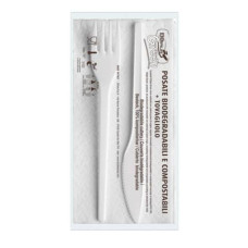 SET FORCHETTA + COLTELLO + TOVAGIOLO DOPLA BIS ESTABIO - 33X33 CM 2 VELI - CONF 100 PEZZI - 3907