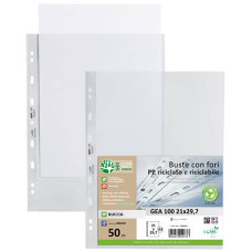 BUSTE IN PP BUCCIA SEI ROTA GEA 100 TRASPARENTE - 21X29,7 CM - MEDIO SPESSORE - CONFEZIONE 50 PEZZI - 702112
