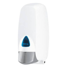 DISPENSER DI SAPONE PER CARTUCCIA RIGIDA HYLAB IN ABS CON CAPACITA 1000 ML BIANCO CON VETRINO BLU - IN-SO1/WC