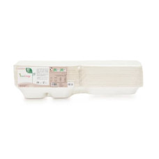 BOX 3 SCOMPARTI BIOCOMPOSTABILI ECOCANNY TAKE AWAY BIANCO 200X200X70 MM CONF. 50 PZ - ECO-HB08TRIS