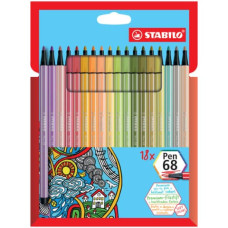 PENNARELLI STABILO PEN 68 TRATTO 1 MM SCATOLA IN CARTONE 18 COLORI ASSORTITI 6818-22-6