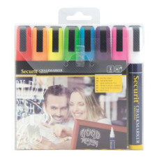 PENNARELLI A GESSO LIQUIDO SECURIT® A PUNTA MEDIA 2-6 MM ASSORTITI SET DA 8 - SMA510-V8