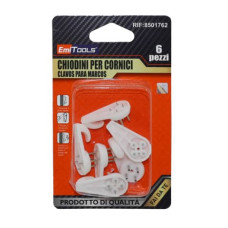 GANCI PER QUADRI EMI IN PLASTICA - BIANCO - CONF. 6 PEZZI - 8501762 GANCI PER QUADRI EMI IN PLASTICA - BIANCO - CONF. 6 PEZZI - 8501762