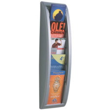 ESPOSITORE DA MURO PAPERFLOW IN ALLUMINIO CON 5 SCOMPARTI PER FORMATI 1/3 A4, MISURE 18,1X9,5X65 CM