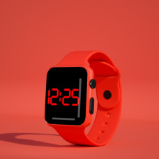 SMARTWATCH DIGITALE SMART-J CON DISPLAY LED ROSSO SU FONDO NERO A005064