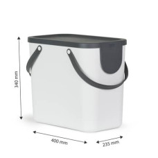 CESTINO IMPILABILE PER RACCOLTA DIFFERENZIATA ROTHO ALBULA 2 MANIGLIE BIANCO 25 L - F707530
