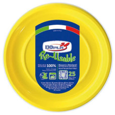 PIATTI FONDI GIALLI IN POLISTIRENE H. 32 MM CONF. 25 PZ DOPLA RIUTILIZZABILI Ø 205 MM 11834