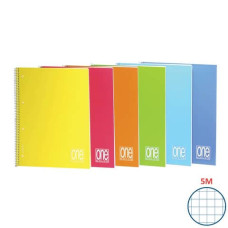 QUADERNO SPIRALATO MAXI ONE COLOR PPL FORATO 80 GR A5 80+1 FF QUADRETTI 5 M - COLORI ASSORTITI - 2938