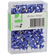 SPILLI PER BACHECA Q-CONNECT BLU  SCATOLA DA 100 PEZZI - KF15269