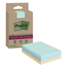 FOGLIETTI POST-IT® SUPER STICKY IN CARTA RICICLATA  A L  A RIGHE 102X152 MM 45 FOGLI/BLOCCHETTO CONF. 4 PZ ASSORTITI