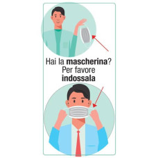 ADESIVO SEGNALETICO HAI LA MASCHERINA? PER FAVORE INDOSSALA 15X30 CM MULTICOLORE - 30032