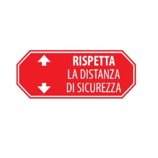 ADESIVO DI SEGNALETICA A TERRA RISPETTA LA DISTANZA DI SICUREZZA - 1 M 80X40 CM ROSSO/BIANCO/BLU - 30018