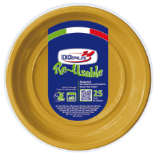 PIATTI FRUTTA IN PS DOPLA REUSABLE Ø 170 MM ORO - CONFEZIONE DA 25 PEZZI - 11822