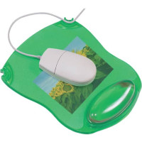 Tappetino per mouse con poggiapolsi in gel 22x26x2,8 cm verde trasparente