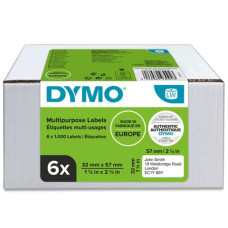 ETICHETTE MULTIUSO DYMO LW BIANCHE CONF. 6 PEZZI DA 1000 ETICHETTE 57X32 MM 2093094