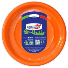 PIATTI FRUTTA ARANCIONI IN POLISTIRENE H.18 MM CONF. 25 PZ DOPLA RIUTILIZZABILI Ø 170 MM - 11742