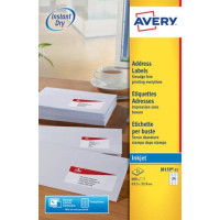 Etichette bianche per buste Avery quickdry™ 63,5x33,9 mm - 24 etichette per foglio - compatibili con stampanti inkjet - conf. da 25 fogli j8159-25