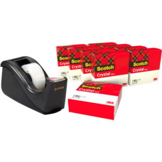 DISPENSER C60 PER NASTRO ADESIVO SCOTCH® CRYSTAL 600 NERO + 10 ROTOLI 19 MM X 33 M - 6-1933R10TPC