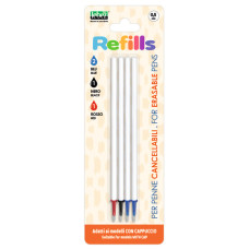 CONF. 12 BLISTER DA 4 REFILL INCHIOSTRO CANCELLABILE LEBEZ BLU, NERO, ROSSO PER PENNE 0,5 MM CON CAPPUCCIO - 81808 CONF. 12 BLISTER DA 4 REFILL INCHIOSTRO CANCELLABILE LEBEZ BLU, NERO, ROSSO PER PENNE 0,5 MM CON CAPPUCCIO - 81808