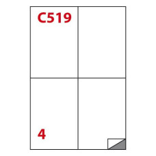 ETICHETTE BIANCHE AUTOADESIVE MARKIN COPIATABU C519 SUPER PERMANENTE 105X148 MM 4 ET/FOGLIO CF. 100 FF A4 X210C519SP