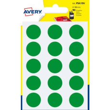ETICHETTE ROTONDE COLORATE AVERY VERDE Ø 19 MM - 15 ET/FOGLIO - SCRIVIBILI A MANO - BUSTINA DA 6 FOGLI - PSA19V