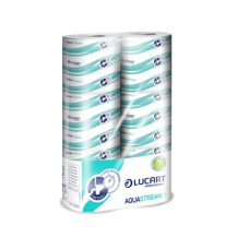 CARTA IGIENICA FASCETTATA AQUASTREAM 2 VELI FORMATO HOTEL 200 STRAPPI LUCART PROFESSIONAL CONF. 6 ROTOLI