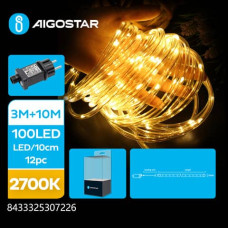 CATENA LUMINOSA TUBOLARE PER INTERNI ED ESTERNI A BASSO VOLTAGGIO AIGOSTAR LUCE CALDA 2700K 10M 100 LED - 307226