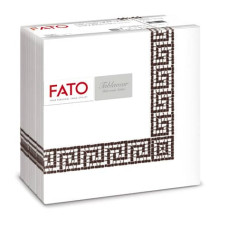 TOVAGLIOLI PIEGATI 1 VELO FATO TABLEWEAR 40X40 CM PURA CELLULOSA DECORO MYKONOS CIOCCOLATO - CONF. 50 PEZZI - 88446200