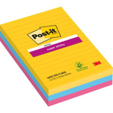 FOGLIETTI POST-IT® SUPER STICKY XXL CARNIVAL A RIGHE ASSORTITI CONF. 3 BLOCCHETTI DA 90 FF