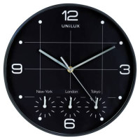 Orologio da parete al quarzo Unilux on time con 4 fusi orari ø 30 cm nero 400094567