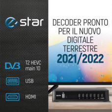 RICEVITORE DIGITALE TERRESTRE ESTAR  T2 618 UHD - DVBT-2 RJ45  NERO - T2 618 UHD