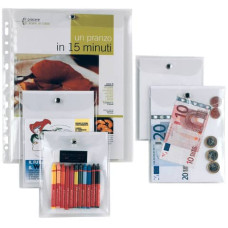 BUSTA CON BOTTONE A FORATURA UNIVERSALE SEI ROTA PRESS 8E/F ALTO SPESSORE 22X30 CM TRASPARENTE - 442232