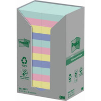 Foglietti post-it® notes in carta riciclata assortiti pastello conf. torre da 24 blocchetti da 100 fogli - 653-1rpt-n