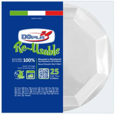 PIATTI IN POLISTIRENE DOPLA RE-USABLE Ø 220 MM - PIANI - CONF. 25 PEZZI - 12504
