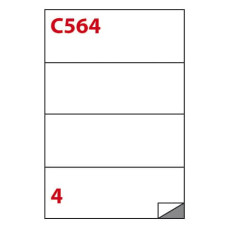 ETICHETTE BIANCHE PERMANENTI COPIATABU C564 LAASER/INKJET - 4 ET./FOGLIO - CONF. 100 FOGLI MARKIN 210X74,25 MM
