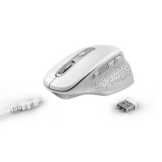 MOUSE ERGONOMICO RICARICABILE WIRELESS TRUST OZAA CON RICEVITORE USB 2.0 - PORTATA 10 M - BIANCO - 24035
