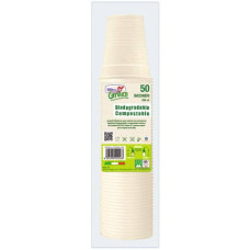 BICCHIERI BIODEGRADABILI E COMPOSTABILI DOPLA GREEN AVORIO 200 ML - CONFEZIONE DA 50 PEZZI - 48026