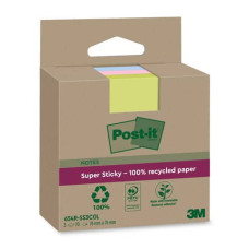 FOGLIETTI RIPOSIZIONABILI POST-IT®SUPER STICKY CARTA RICICLATA AL ASSORTITI 76X76 MM - 3BLOCCHETTI DA 70 FF 