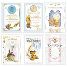 BIGLIETTI AUGURALI PRIMA COMUNIONE BIEMBI 12X18 CM CONF. DA 6 PEZZI ASSORTITI CON PORTASOLDI