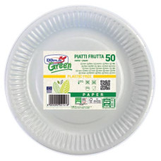 PIATTI FRUTTA IN CARTA FIBRA VERGINE DOPLA GREEN - Ø 180 MM BIANCO - CONF. DA 50 PZ - CODICE PRODOTTO: 11800